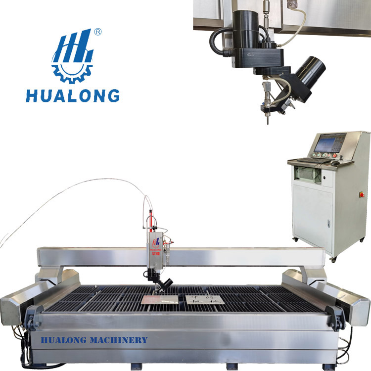 Hualong CNC machine de découpe au jet d&#39;eau 5 axes jet d&#39;eau Machines de découpe de pierre Céramique Granit Marbre Quartz Coupeur de carreaux de verre